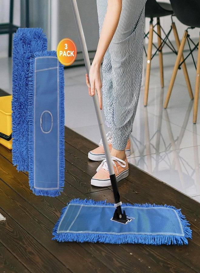 BeiLan 24 Inch Dust Mop Head: Replacement Medium Washable Commercial Mop Head Sweeper and Janitorial Replacement Blue (Blue - 24 Inch, 3 Pack) - Image 5